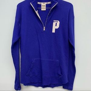Victoria’s Secret Pink 1/4 zip raw hem long sleeve pullover